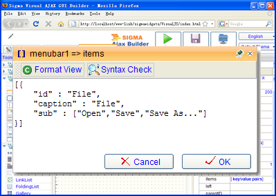 Add new items to a menu tab stack